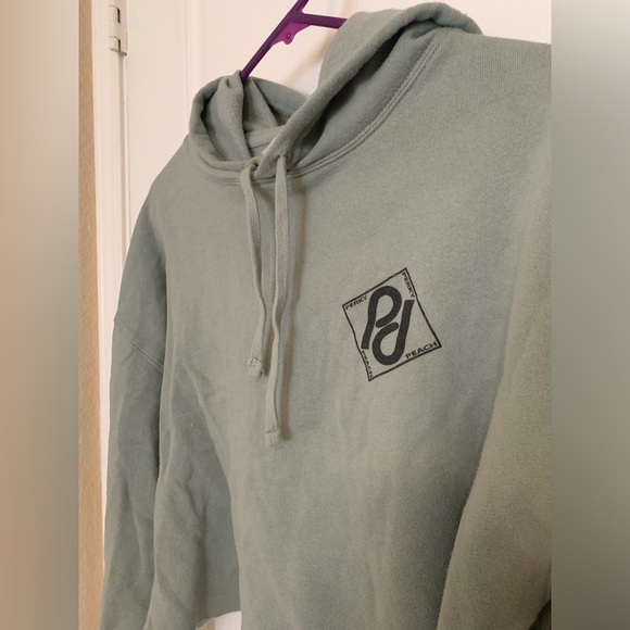 Independent Trading Company Women’s Perky Peach Crop Light Green Hoodie - Large - Picture 4 of 8